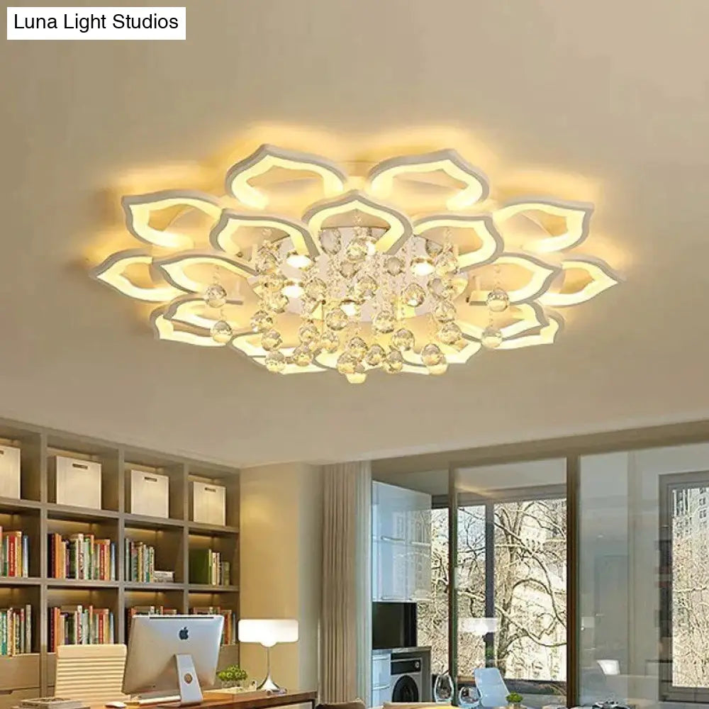 Modern Led Ceiling Lights Fixtures For Living Room White K9 Crystal Home Bedroom Lamp With Remote