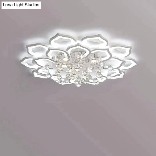 Modern Led Ceiling Lights Fixtures For Living Room White K9 Crystal Home Bedroom Lamp With Remote