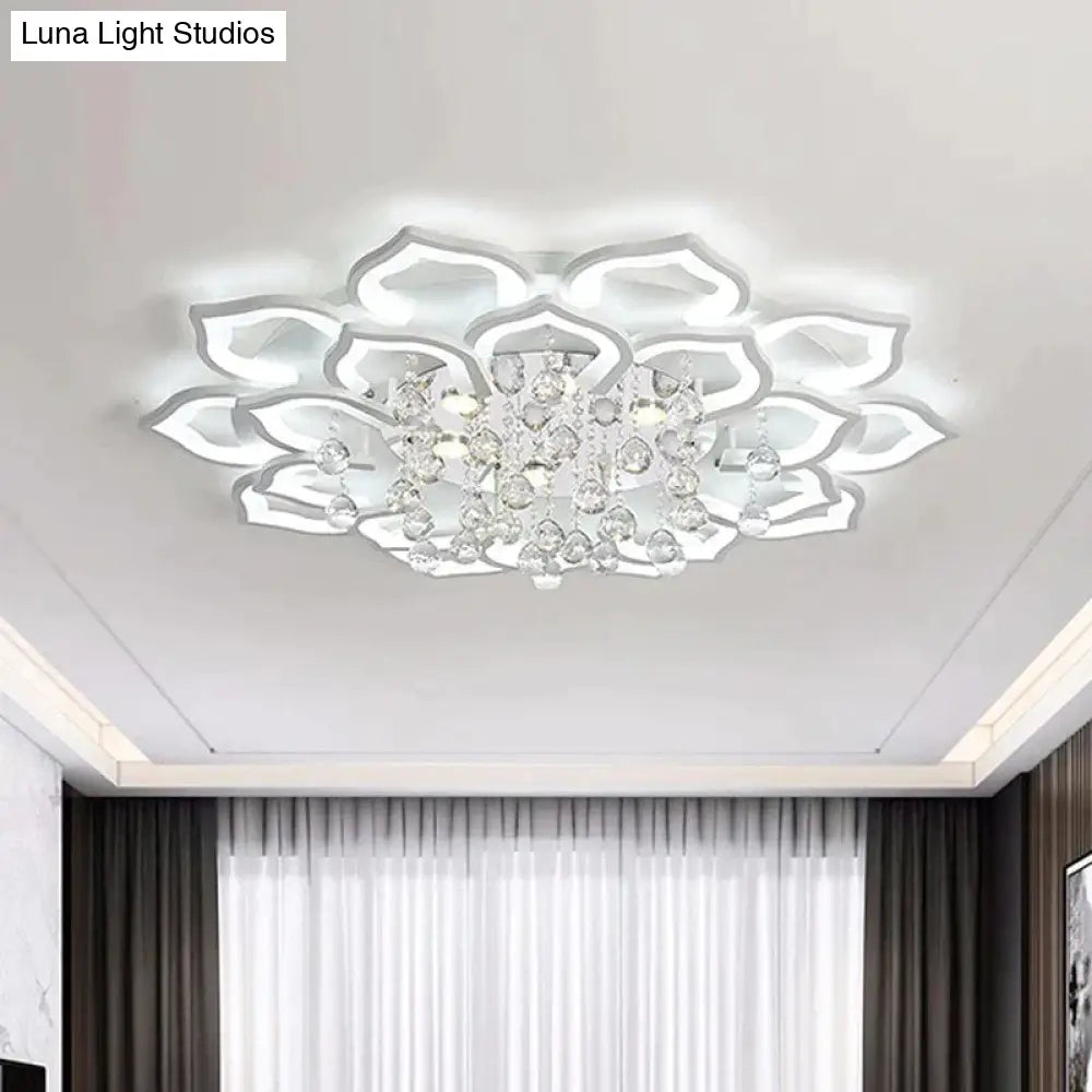 Modern Led Ceiling Lights Fixtures For Living Room White K9 Crystal Home Bedroom Lamp With Remote