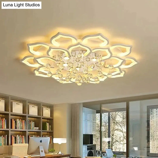 Modern Led Ceiling Lights Fixtures For Living Room White K9 Crystal Home Bedroom Lamp With Remote