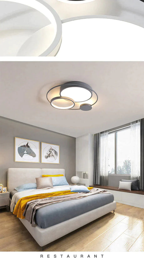 Modern Led Ceiling Lights For Living Room Bedroom Study Black+White Or Grey Color Lamp Fixtures