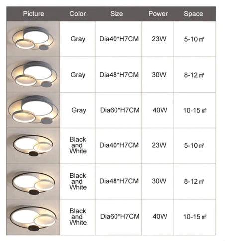 Modern Led Ceiling Lights For Living Room Bedroom Study Black+White Or Grey Color Lamp Fixtures