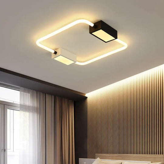 Modern Led Ceiling Mount Lamp: White Round/Square/Rectangular Flush With Acrylic Shade –