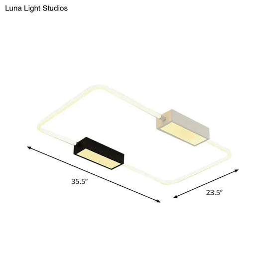Modern Led Ceiling Mount Lamp: White Round/Square/Rectangular Flush With Acrylic Shade –