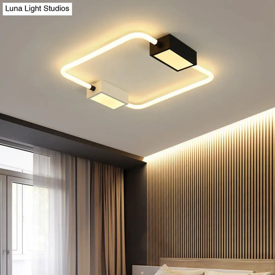 Modern Led Ceiling Mount Lamp: White Round/Square/Rectangular Flush With Acrylic Shade Warm/White