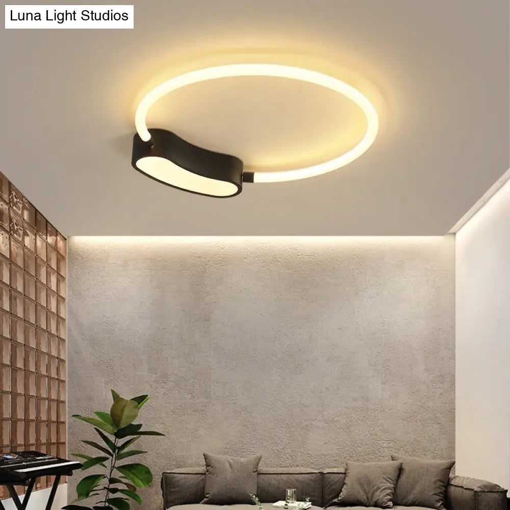 Modern Led Ceiling Mount Lamp: White Round/Square/Rectangular Flush With Acrylic Shade Warm/White