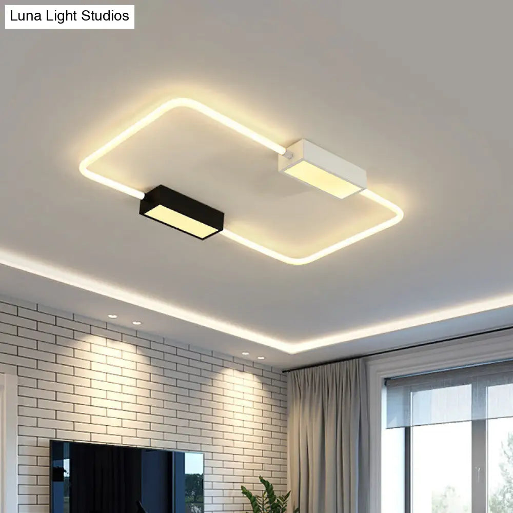 Modern Led Ceiling Mount Lamp: White Round/Square/Rectangular Flush With Acrylic Shade Warm/White