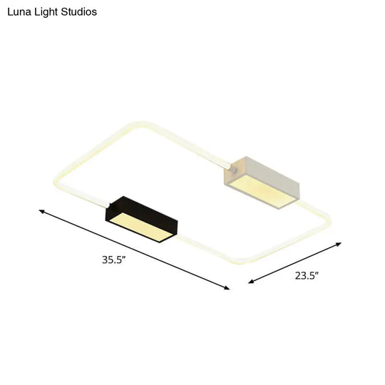 Modern Led Ceiling Mount Lamp: White Round/Square/Rectangular Flush With Acrylic Shade Warm/White