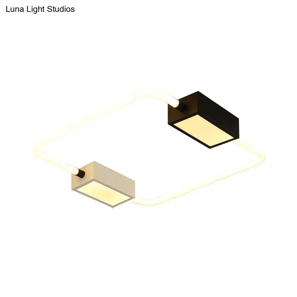 Modern Led Ceiling Mount Lamp: White Round/Square/Rectangular Flush With Acrylic Shade Warm/White