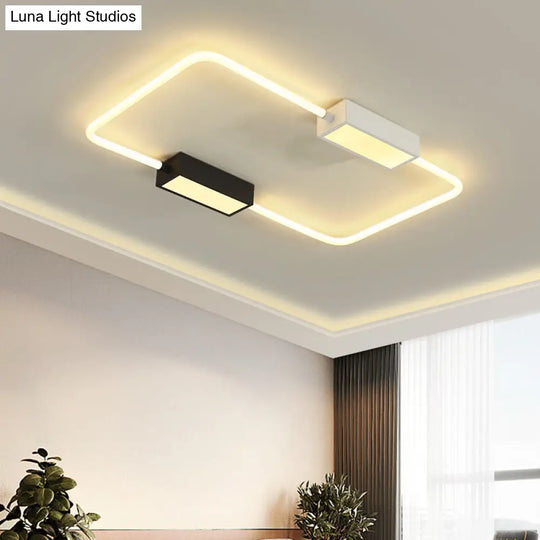 Modern Led Ceiling Mount Lamp: White Round/Square/Rectangular Flush With Acrylic Shade Warm/White