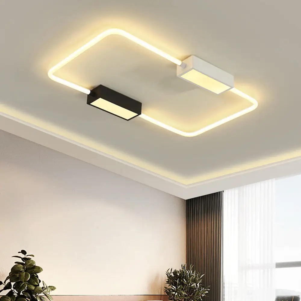 Modern Led Ceiling Mount Lamp: White Round/Square/Rectangular Flush With Acrylic Shade –
