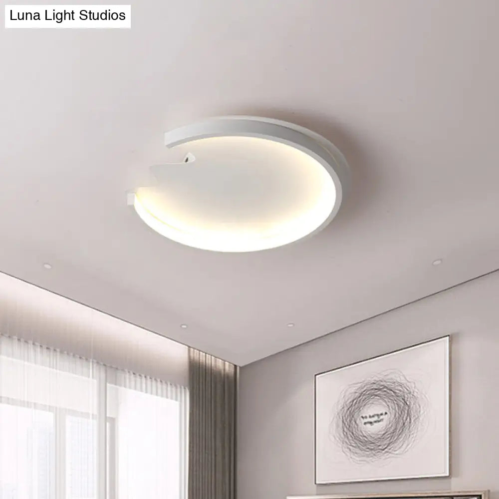 Modern Led Ceiling Mount Light For Childs Bedroom In White