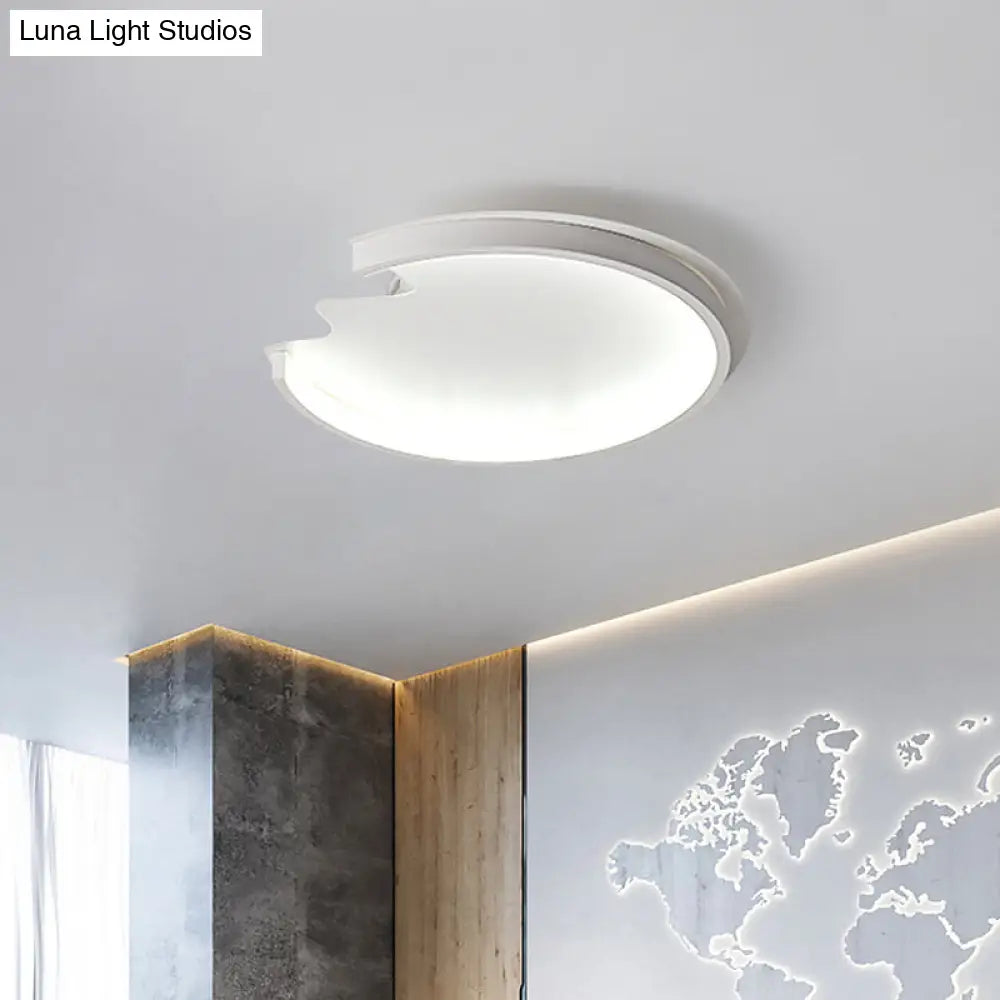 Modern Led Ceiling Mount Light For Childs Bedroom In White