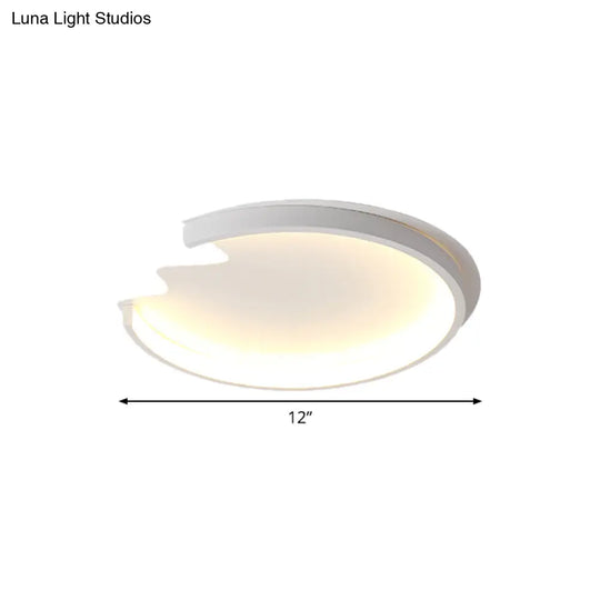 Modern Led Ceiling Mount Light For Childs Bedroom In White