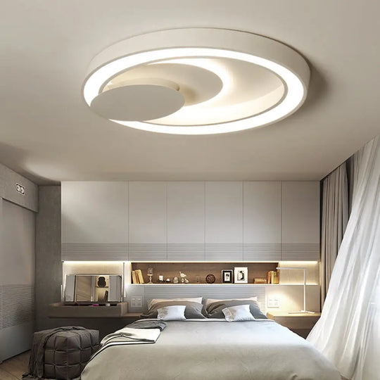 Modern Led Ceiling Mount Light In White For Kid’s Bedroom / 23’ Warm