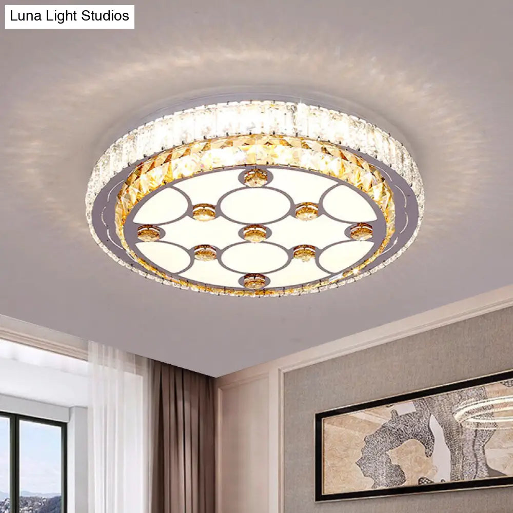 Modern Led Ceiling Mount Light With Elegant Crystal Shade - Perfect For Bedrooms Chrome
