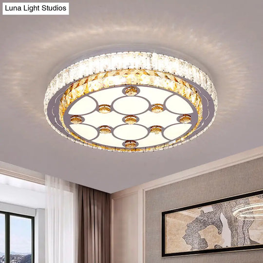 Modern Led Ceiling Mount Light With Elegant Crystal Shade - Perfect For Bedrooms Chrome