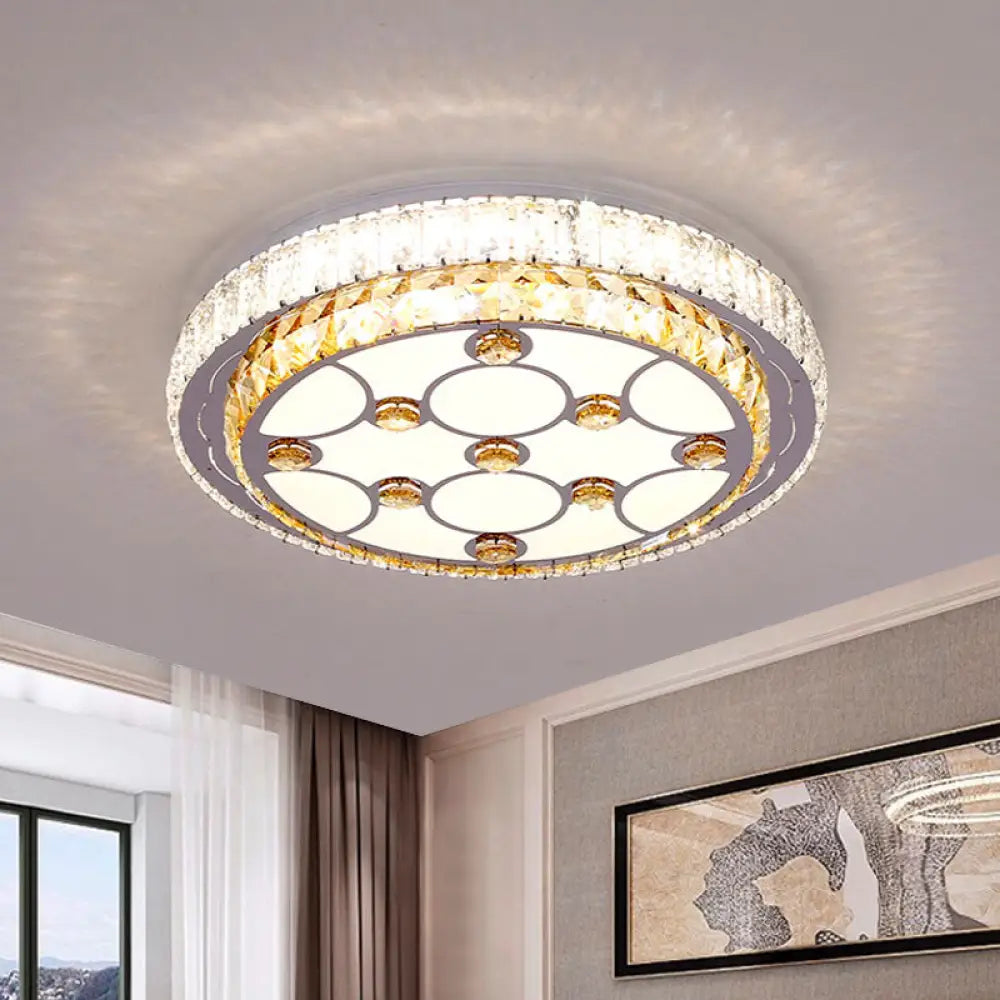 Modern Led Ceiling Mount Light With Elegant Crystal Shade - Perfect For Bedrooms Chrome