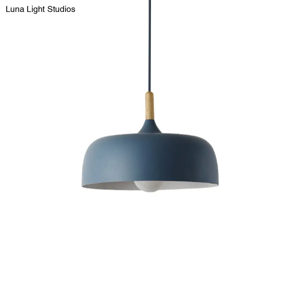 Modern Led Macaron Color Ceiling Pendant Light With Wood Lamp Socket Blue / 12