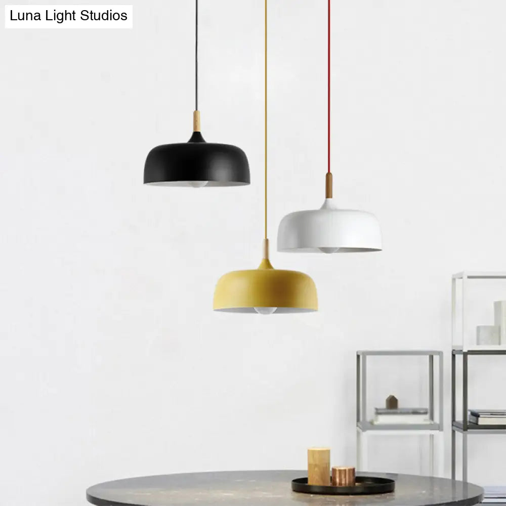 Modern Led Macaron Color Ceiling Pendant Light With Wood Lamp Socket