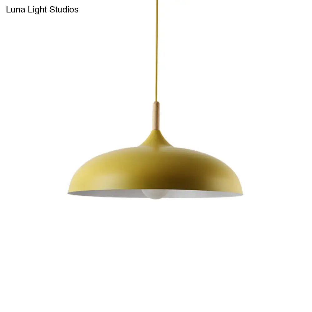 Modern Led Macaron Color Ceiling Pendant Light With Wood Lamp Socket Yellow / 18