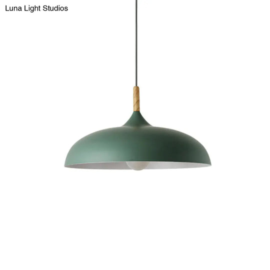 Modern Led Macaron Color Ceiling Pendant Light With Wood Lamp Socket Green / 18