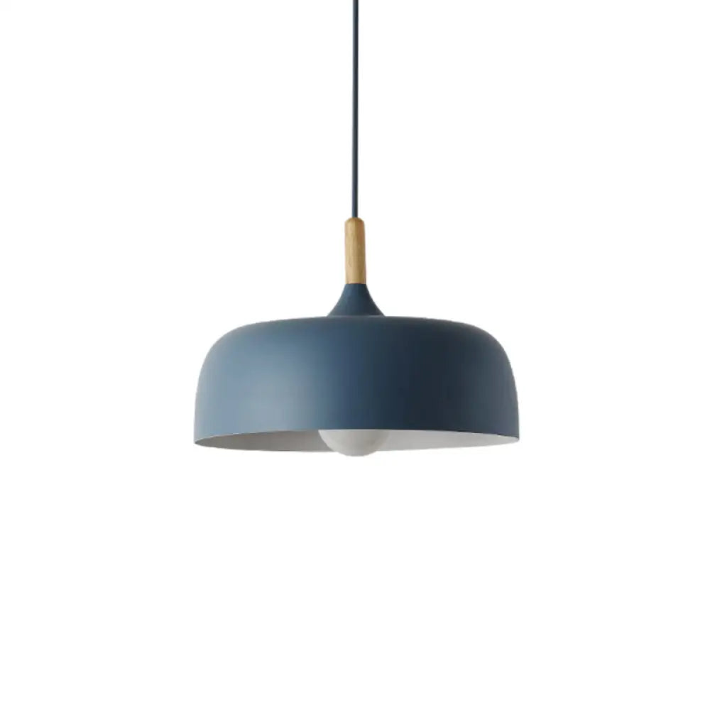 Modern Led Ceiling Pendant Light With Wood Lamp Socket - Macaron Color Option Blue / 12’