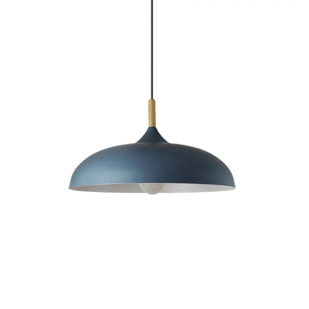 Modern Led Ceiling Pendant Light With Wood Lamp Socket - Macaron Color Option Blue / 18’