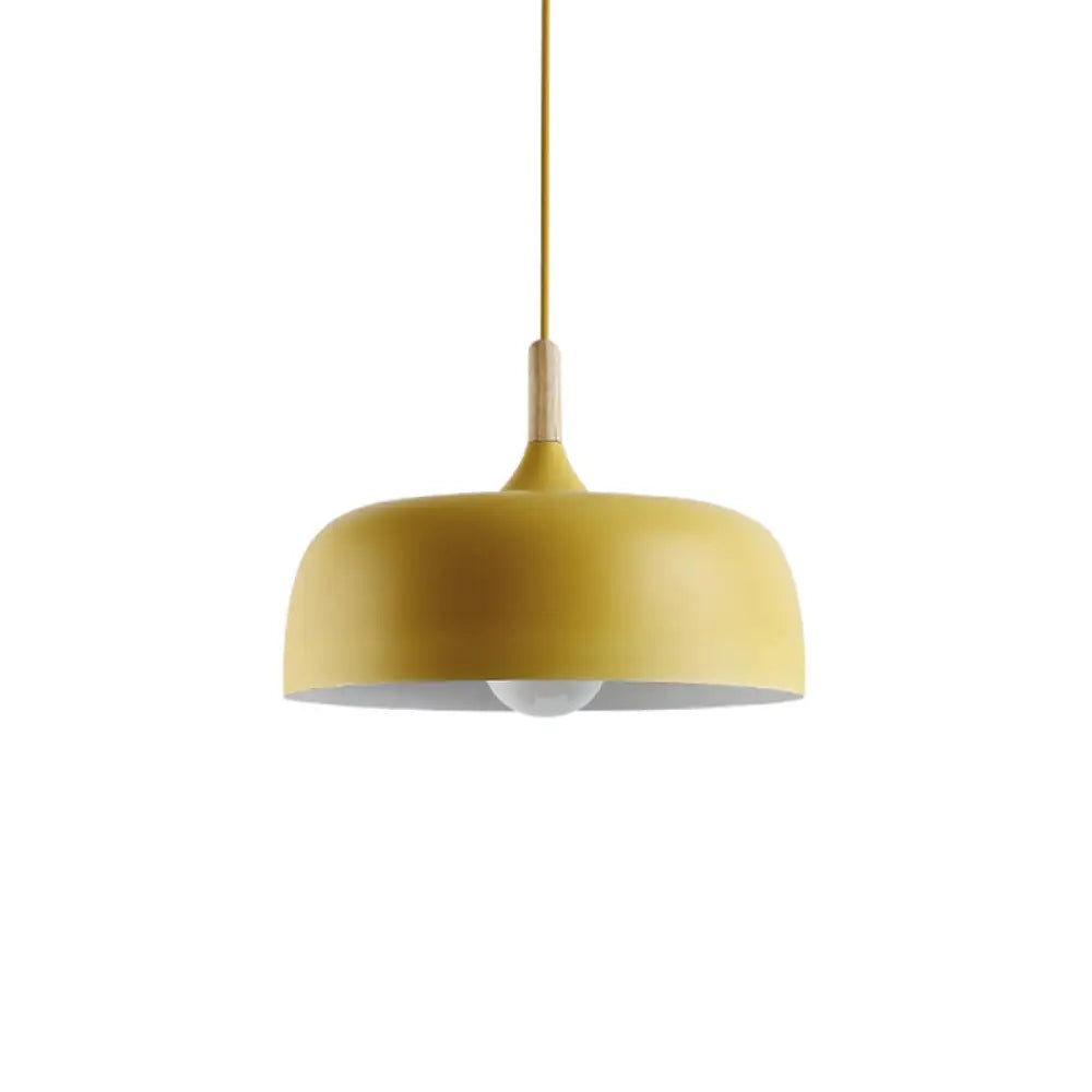 Modern Led Ceiling Pendant Light With Wood Lamp Socket - Macaron Color Option Yellow / 12’