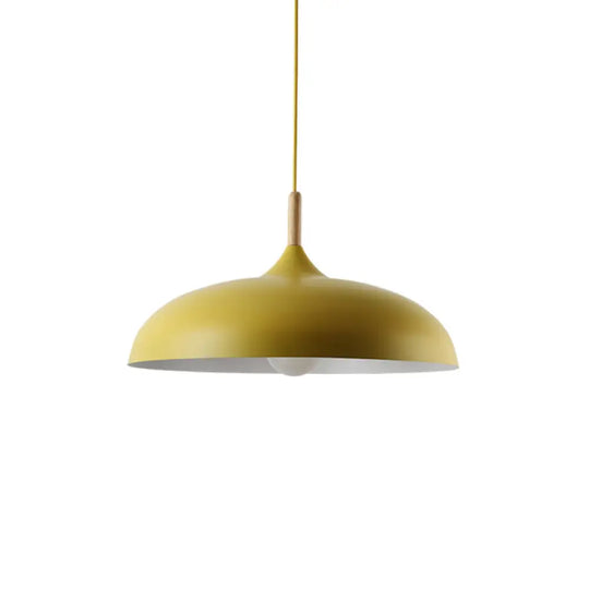 Modern Led Ceiling Pendant Light With Wood Lamp Socket - Macaron Color Option Yellow / 18’