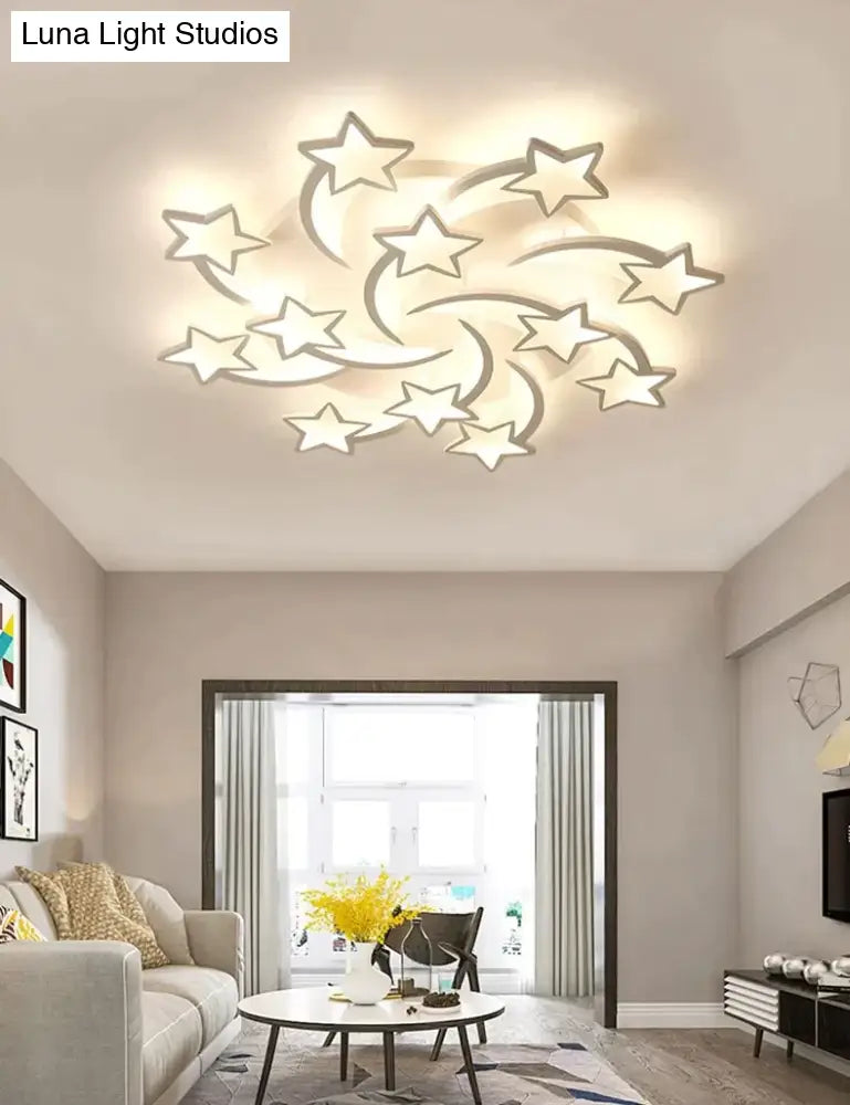 Modern Led Chandelier Art Deco Room Indoor Lamp White Star For Living Dining Bedroom Kids Kitchen