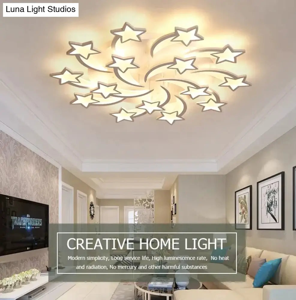 Modern Led Chandelier Art Deco Room Indoor Lamp White Star For Living Dining Bedroom Kids Kitchen