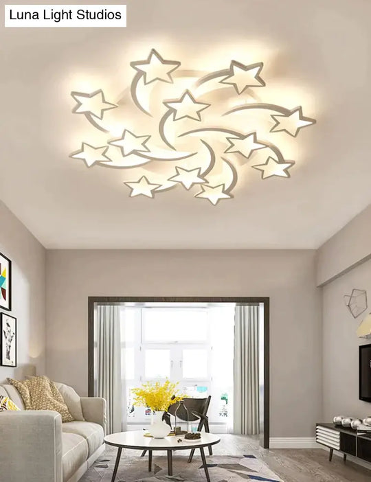 Modern Led Chandelier Art Deco Room Indoor Lamp White Star For Living Dining Bedroom Kid’s