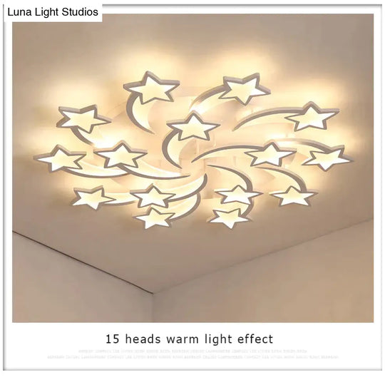 Modern Led Chandelier Art Deco Room Indoor Lamp White Star For Living Dining Bedroom Kid’s