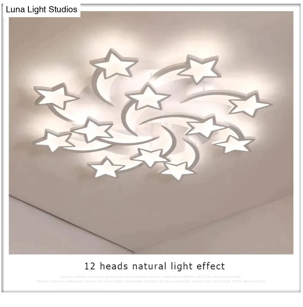 Modern Led Chandelier Art Deco Room Indoor Lamp White Star For Living Dining Bedroom Kids Kitchen