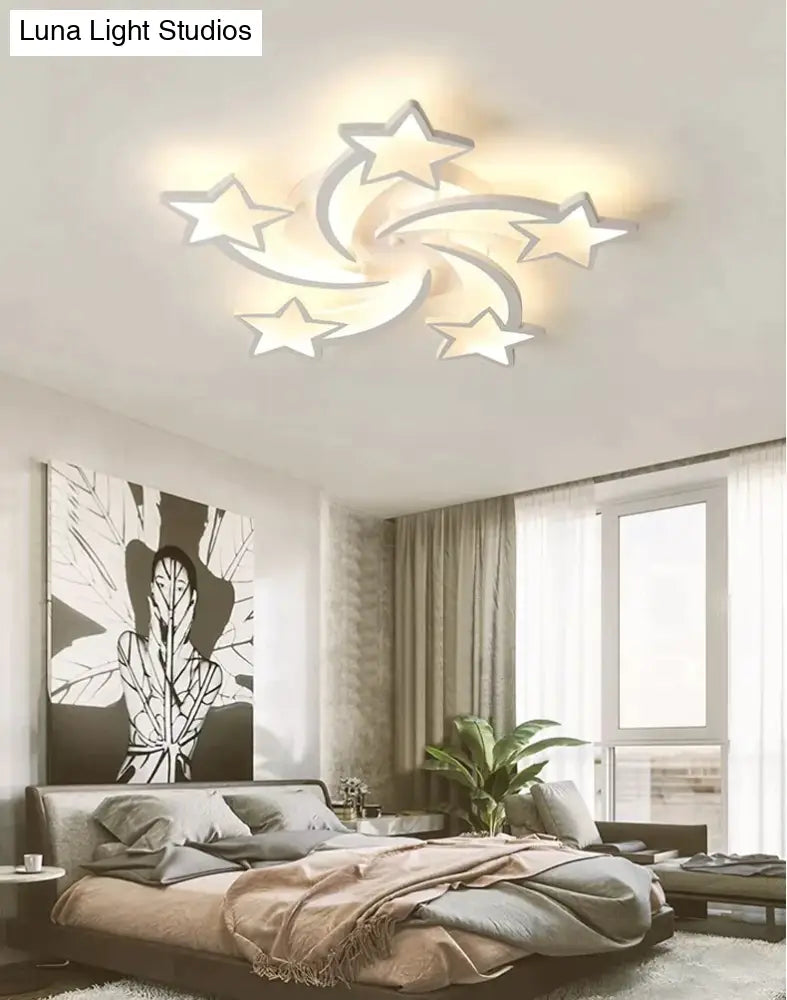 Modern Led Chandelier Art Deco Room Indoor Lamp White Star For Living Dining Bedroom Kids Kitchen