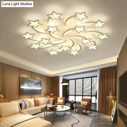 Modern Led Chandelier Art Deco Room Indoor Lamp White Star For Living Dining Bedroom Kids Kitchen