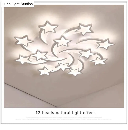 Modern Led Chandelier Art Deco Room Indoor Lamp White Star For Living Dining Bedroom Kid’s