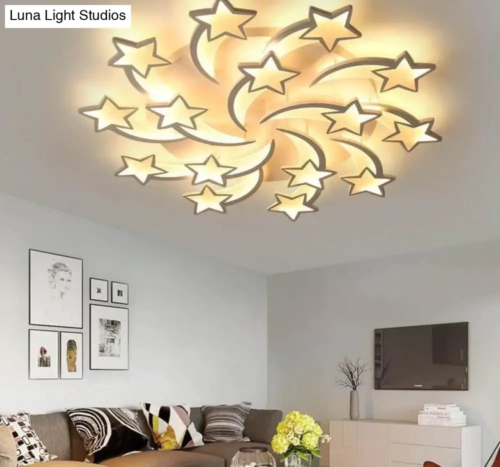 Modern Led Chandelier Art Deco Room Indoor Lamp White Star For Living Dining Bedroom Kids Kitchen