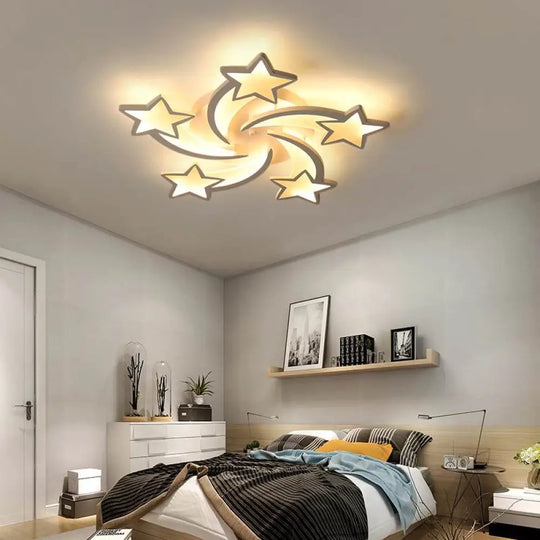 Modern Led Chandelier Art Deco Room Indoor Lamp White Star For Living Dining Bedroom Kid’s