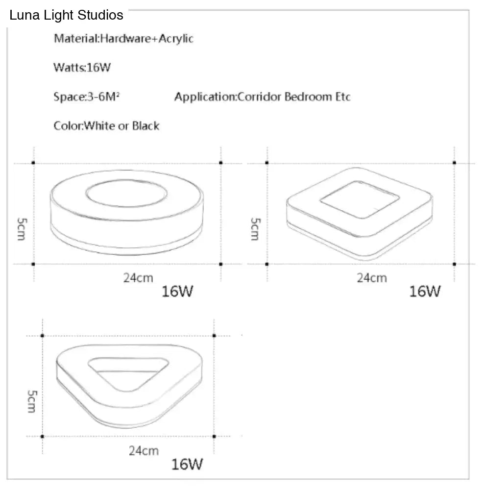 Diameter 240Mm Modern Led Chandelier For Holly Aisle Corridor Bedroom Black Or White