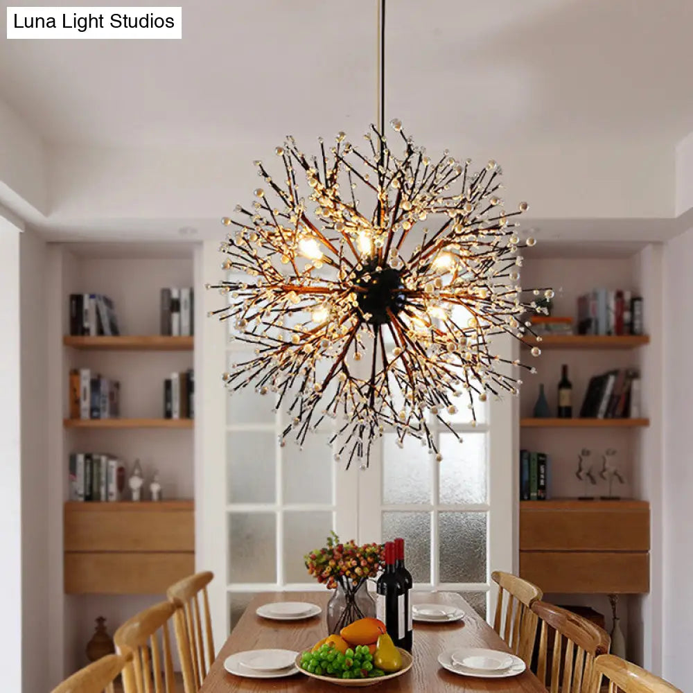 Dendritic Led Chandelier Lamp - 23.5/31.5 Wide Metal Black Ceiling Pendant Light With