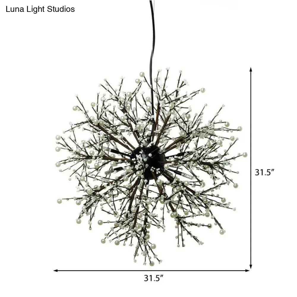 Modern Led Chandelier Lamp: Black Metal Ceiling Pendant Light 23.5’/31.5’ Wide Dendritic Design