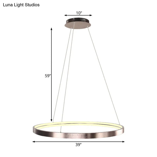 Modern Led Chandelier Light - 16/23.5/31.5 Dia Acrylic Shade Brown Ring Warm/White/Natural