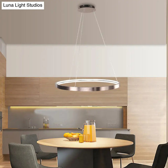 Modern Led Chandelier Light - 16/23.5/31.5 Dia Acrylic Shade Brown Ring Warm/White/Natural