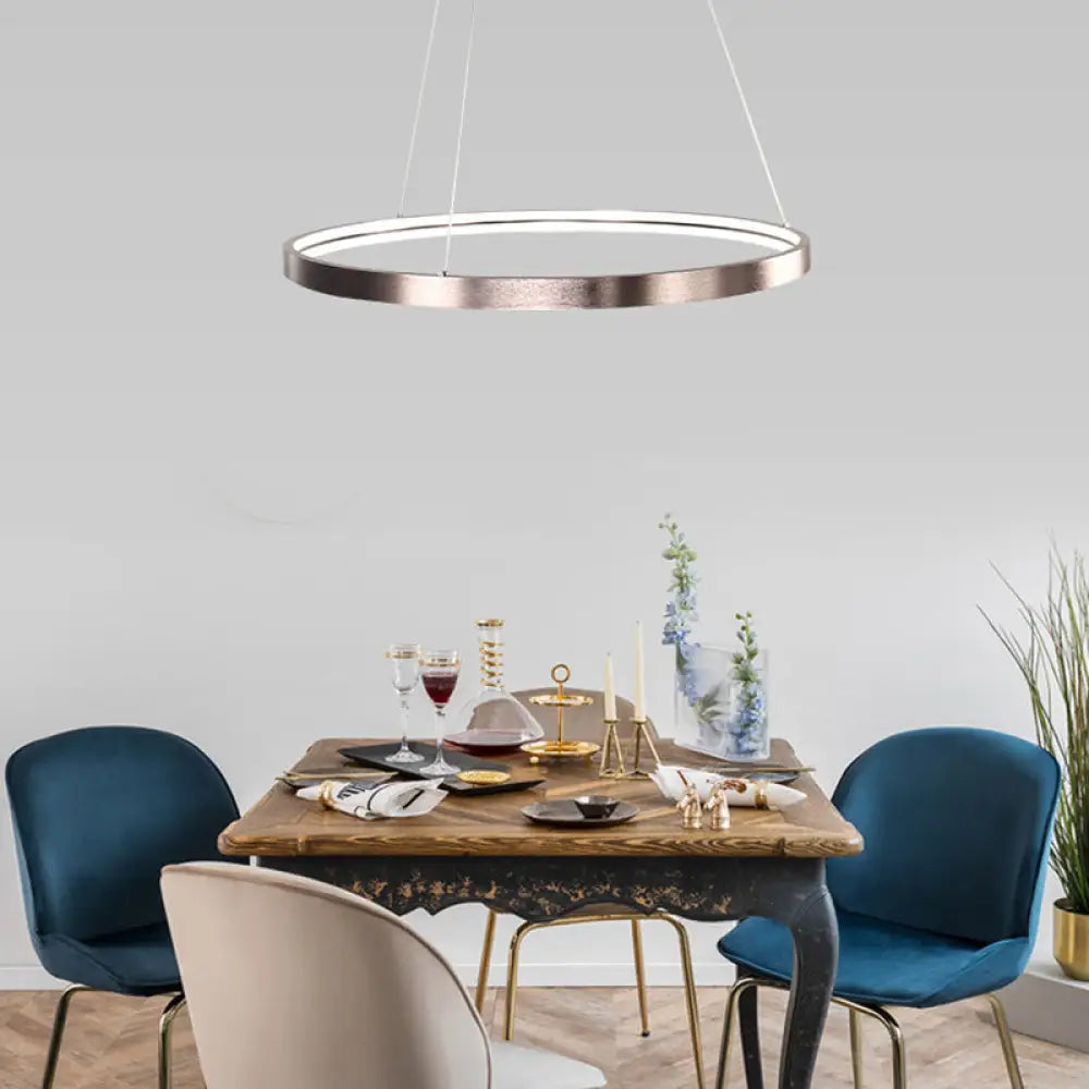 Modern Led Chandelier Light - 16/23.5/31.5 Dia Acrylic Shade Brown Ring Warm/White/Natural / 16