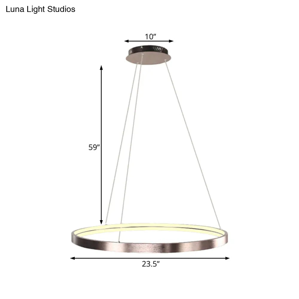 Modern Led Chandelier Light - 16/23.5/31.5 Dia Acrylic Shade Brown Ring Warm/White/Natural