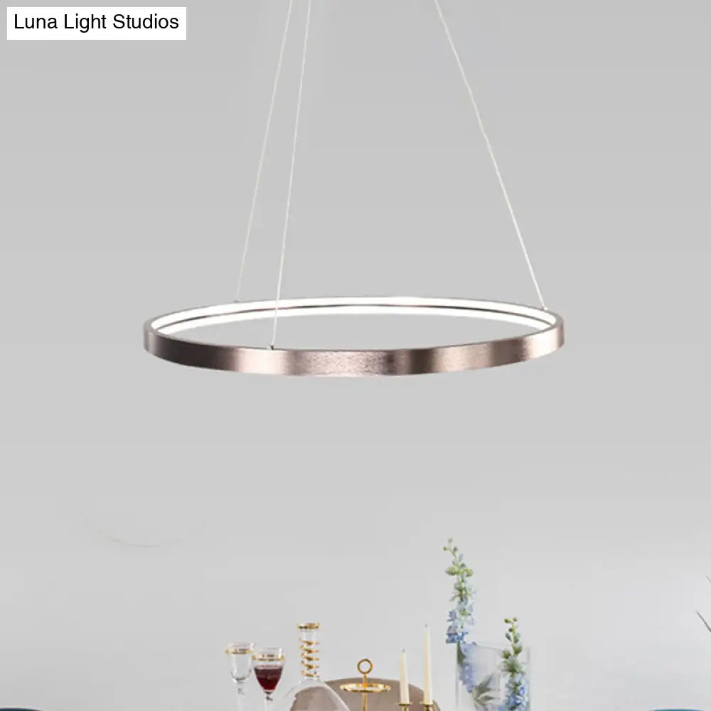 Modern Led Chandelier Light - 16/23.5/31.5 Dia Acrylic Shade Brown Ring Warm/White/Natural