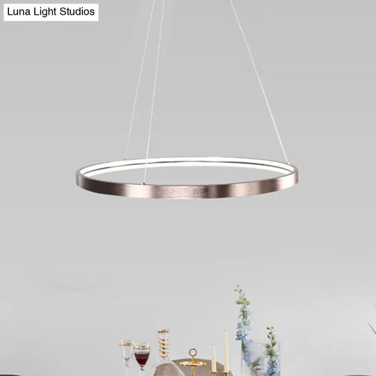 Modern Led Chandelier Light - 16/23.5/31.5 Dia Acrylic Shade Brown Ring Warm/White/Natural