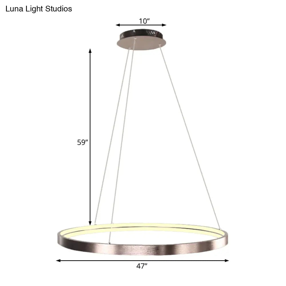 Modern Led Chandelier Light - 16/23.5/31.5 Dia Acrylic Shade Brown Ring Warm/White/Natural